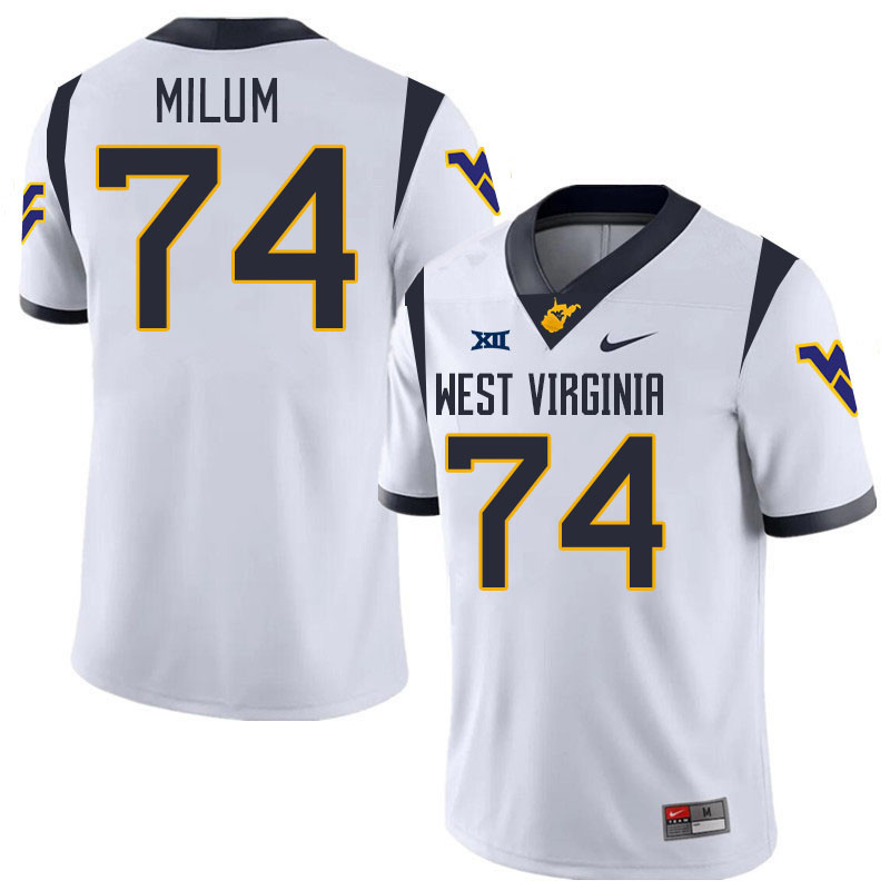 #74 Wyatt Milum West Virginia Mountaineers College 2024 New Uniforms Football Jerseys Stitched Sale-White